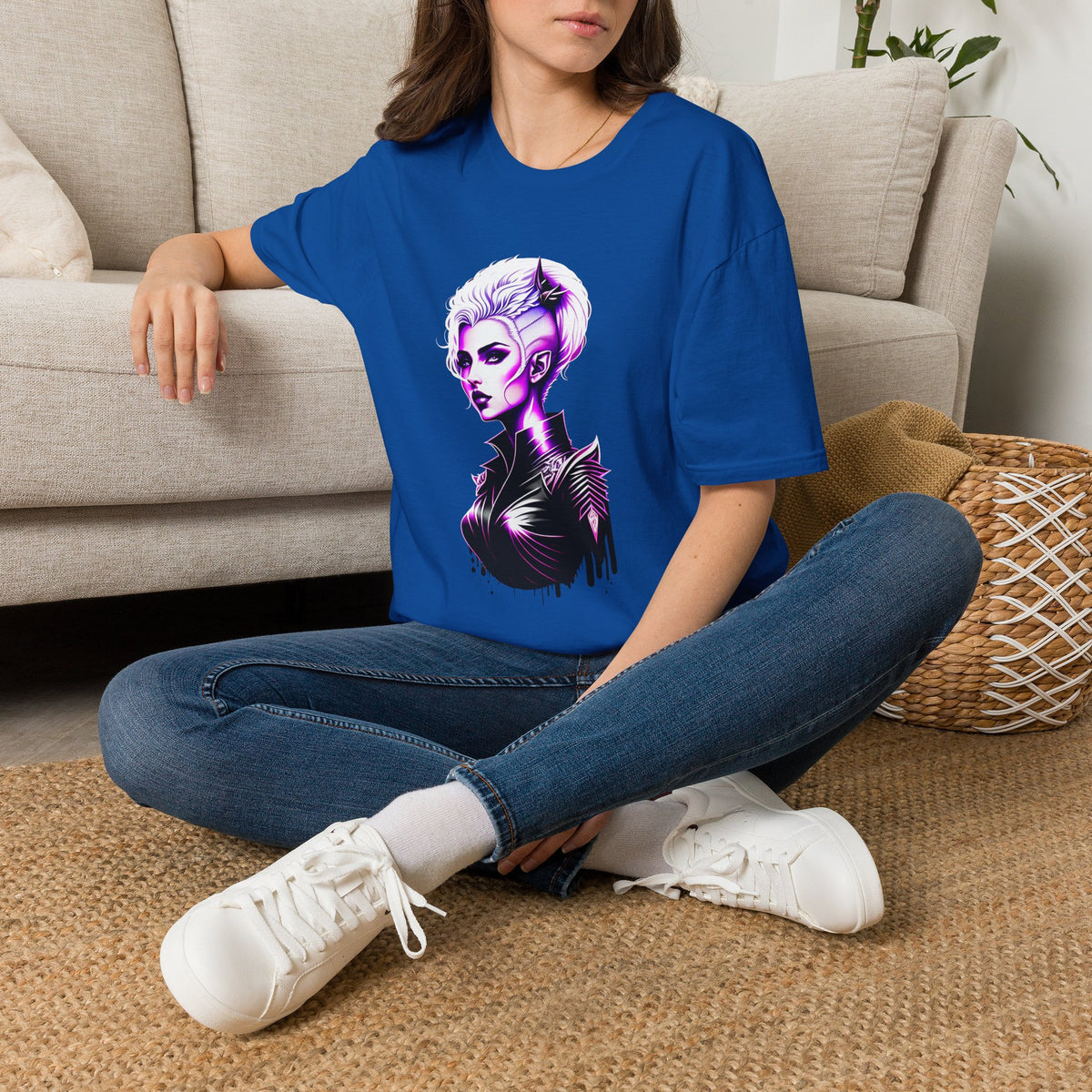 Violet Elven Woman Portrait T-Shirt