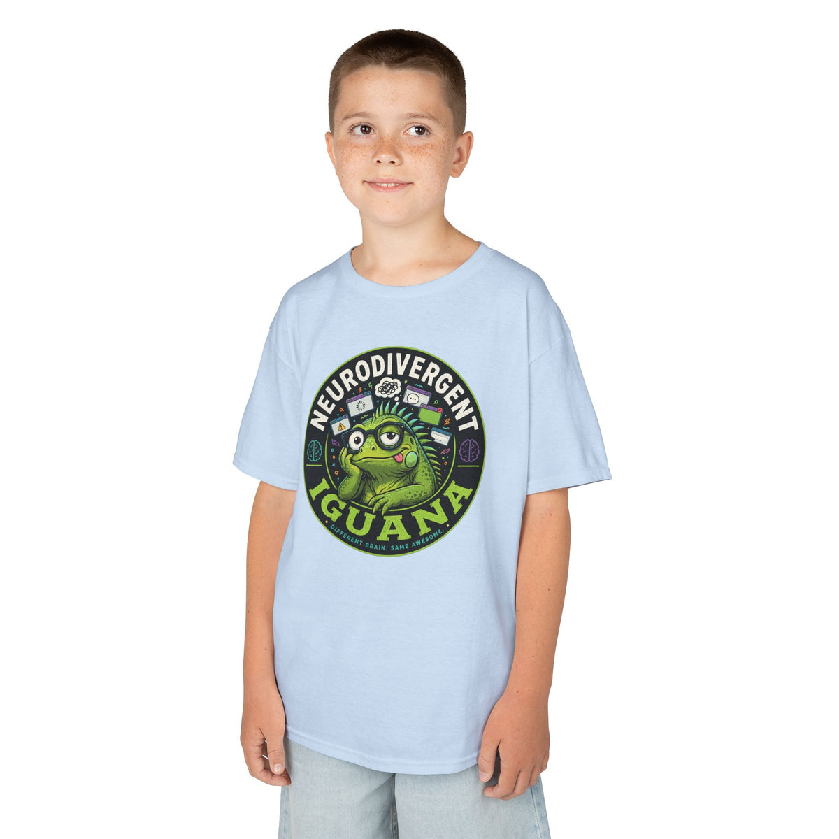 Kids T‑Shirt — "Neurodivergent Iguana" Graphic Tee