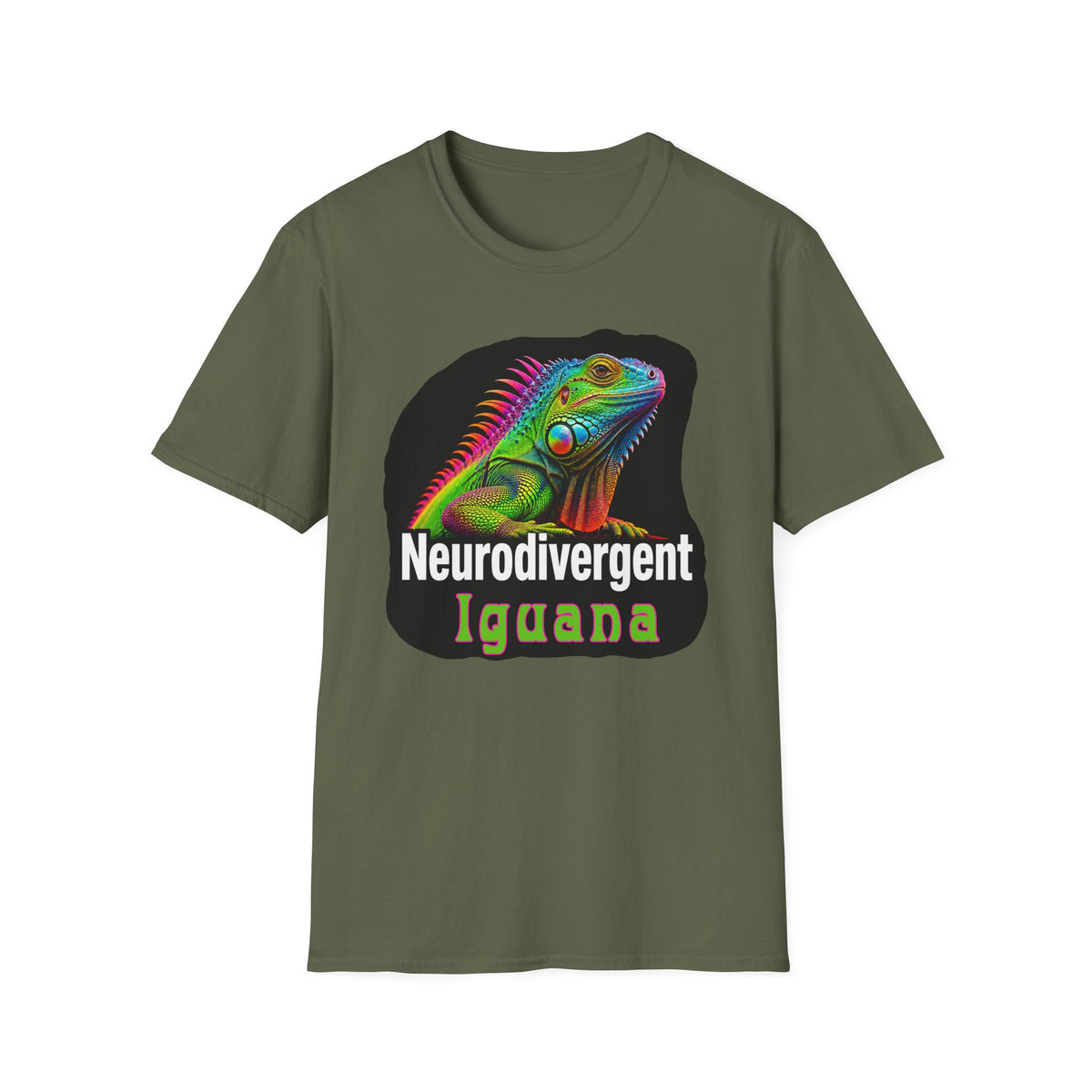 Neurodivergent Iguana T-Shirt — Colorful Rainbow Iguana Tee