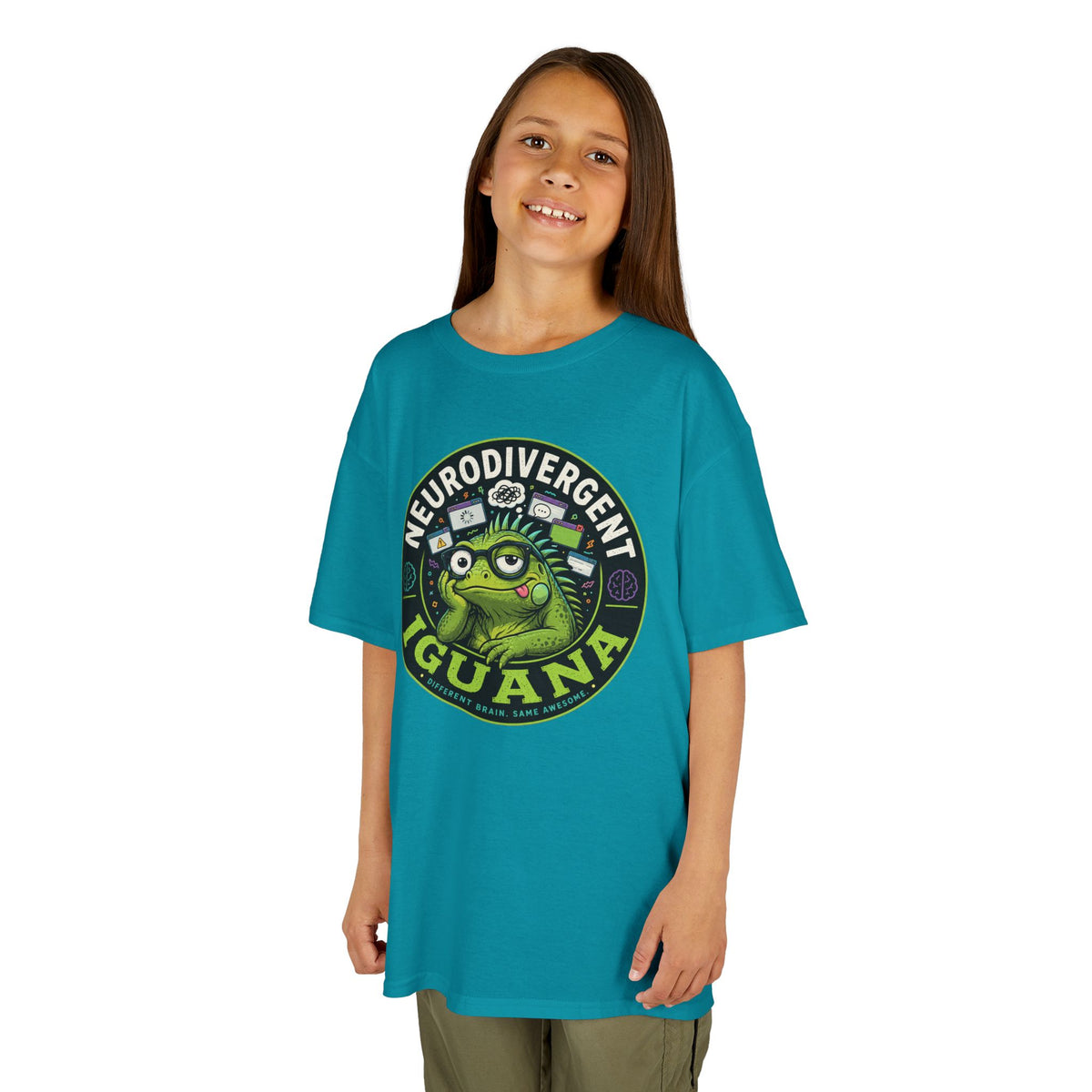 Kids T‑Shirt — "Neurodivergent Iguana" Graphic Tee