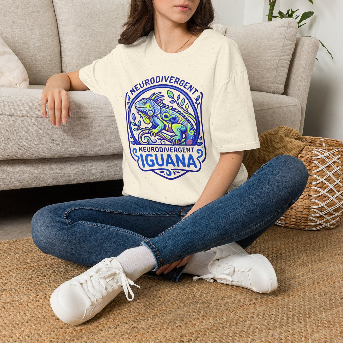 Neurodivergent Iguana T-Shirt — Colorful Pride Design for Neurodiversity Awareness