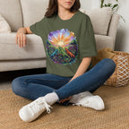 Sunrise Iguanas T-Shirt — Colorful Mountain Sunrise with Forest Trail