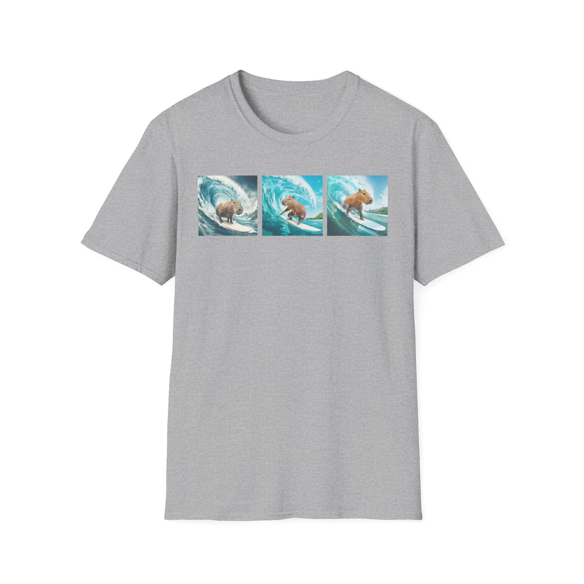 Surfing Bear T-Shirt — Vintage Triptych Wave Art Tee