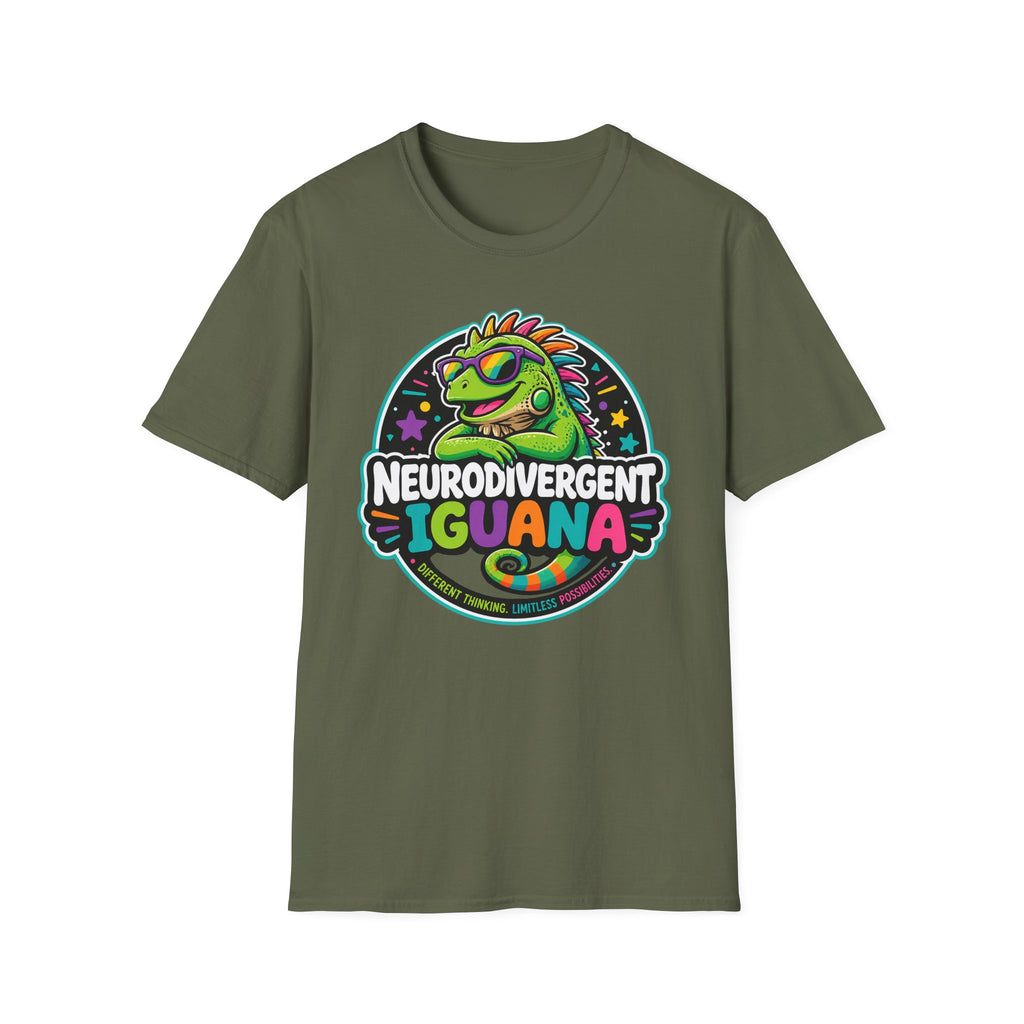 Neurodivergent Iguana T-Shirt — Colorful Pride Graphic Tee