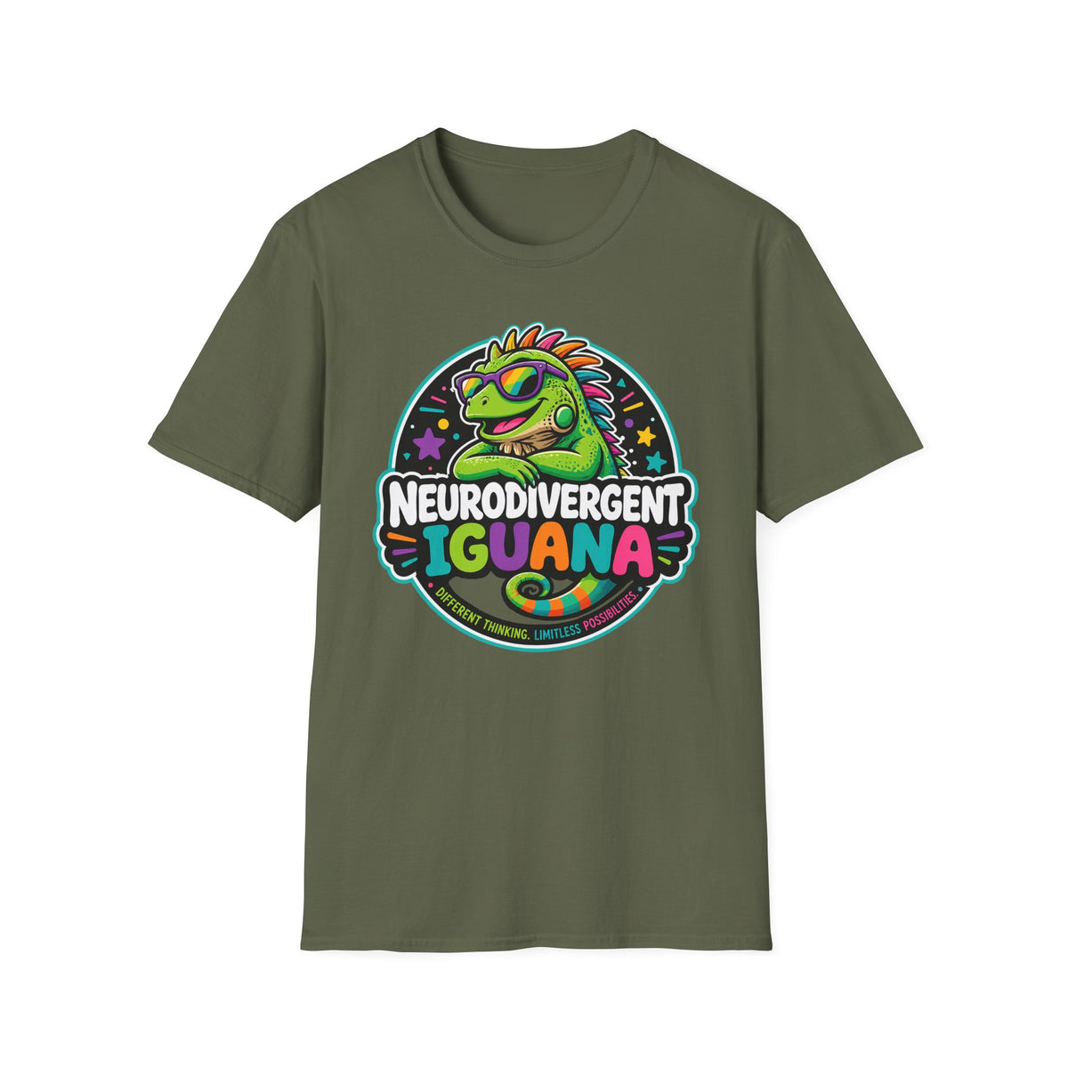 Neurodivergent Iguana T-Shirt — Colorful Pride Graphic Tee