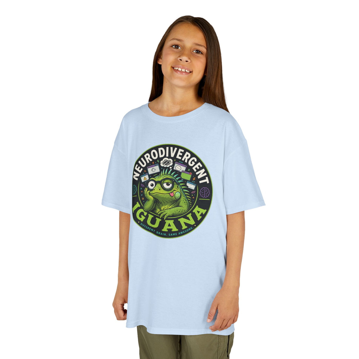 Kids T‑Shirt — "Neurodivergent Iguana" Graphic Tee
