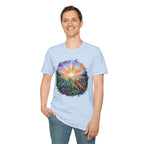 Sunrise Iguanas T-Shirt — Colorful Mountain Sunrise with Forest Trail
