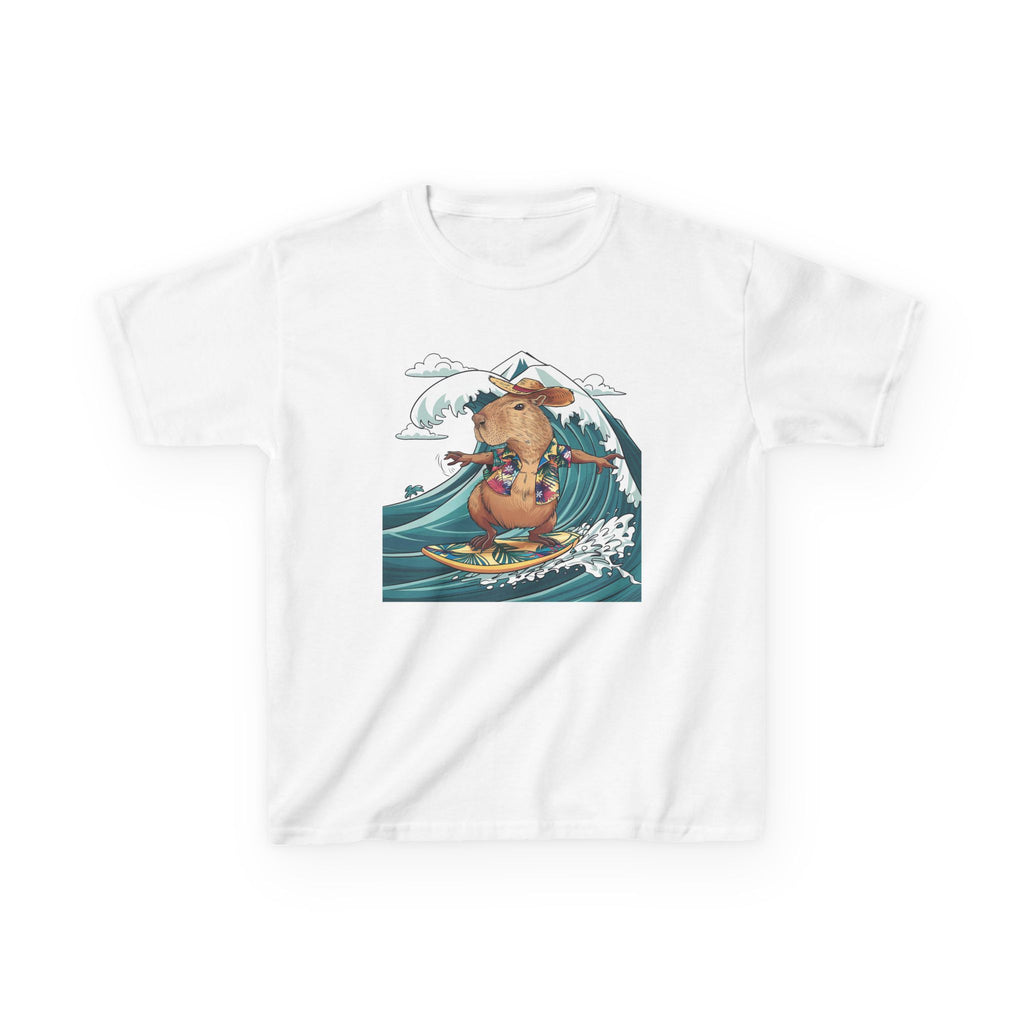 Kids Surfing Bear Graphic Tee — Cute Adventure Whale-Wave Design