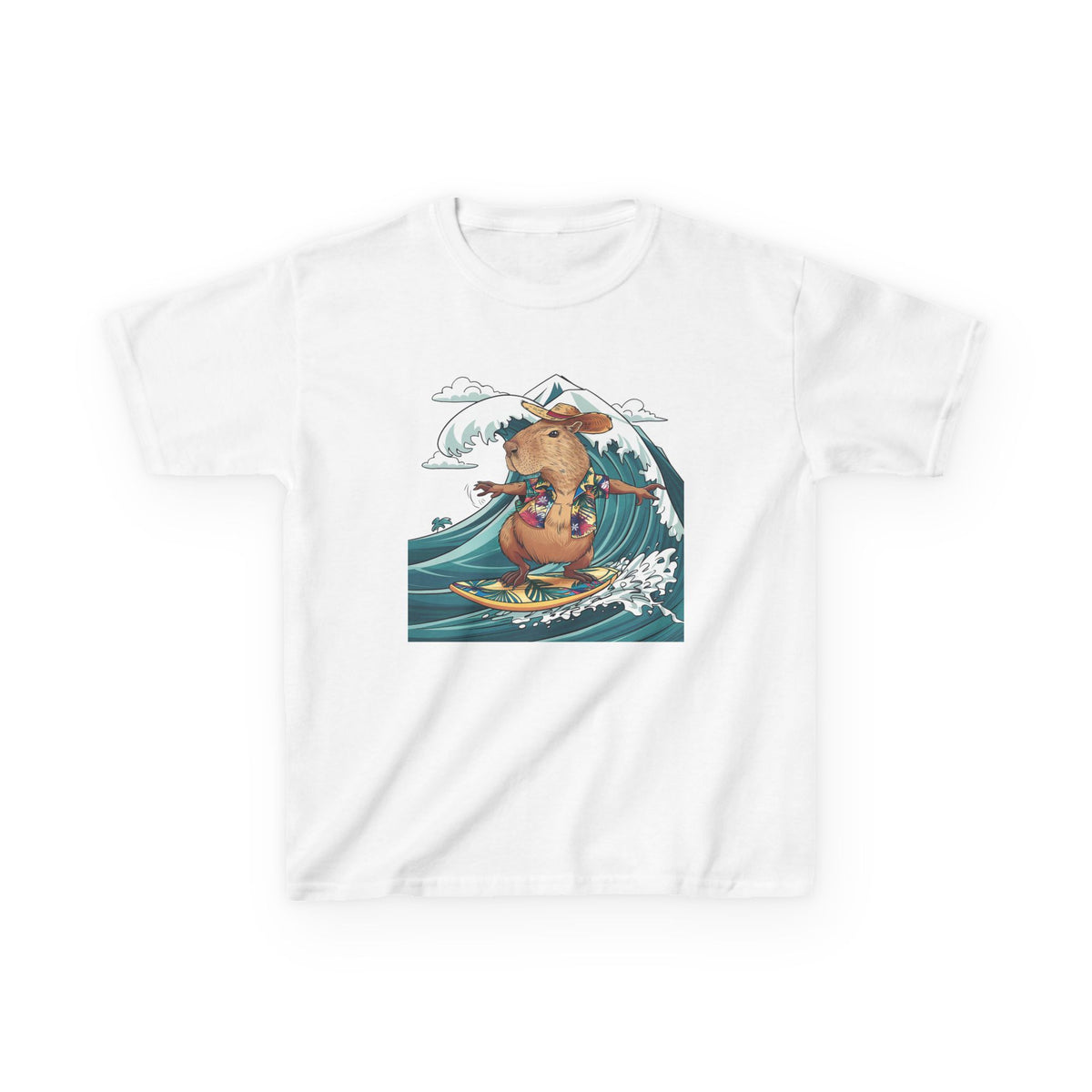 Kids Surfing Bear Graphic Tee — Cute Adventure Whale-Wave Design