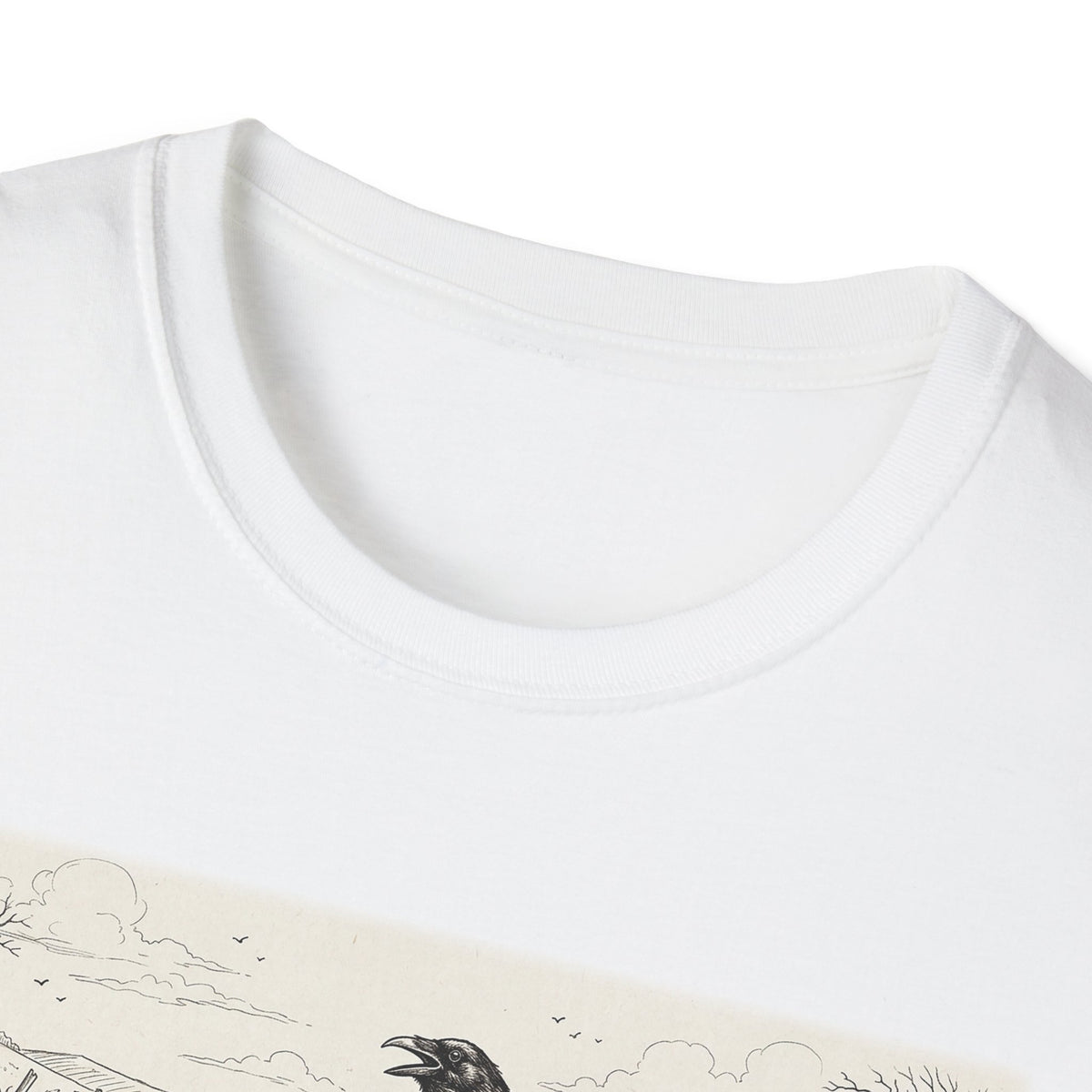 Crow on Pumpkin Field T-Shirt — Vintage Harvest Halloween Tee