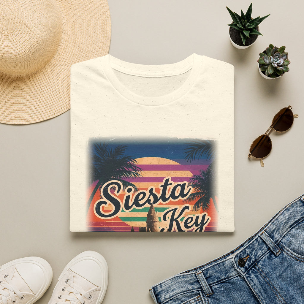 Siesta Key Retro Sunset T-Shirt — Vintage Beach Sandcastle Tee