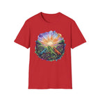 Sunrise Iguanas T-Shirt — Colorful Mountain Sunrise with Forest Trail