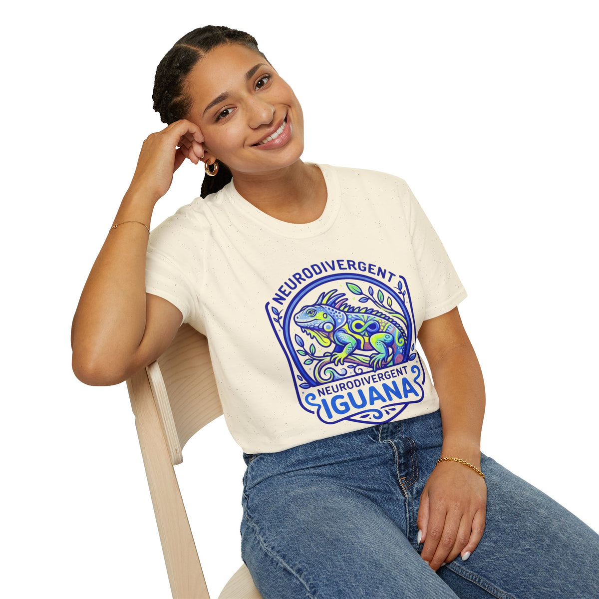 Neurodivergent Iguana T-Shirt — Colorful Pride Design for Neurodiversity Awareness