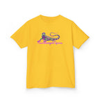Kids Tee — Neon Green & Purple Iguana Graphic “Fluorescent Iguana”