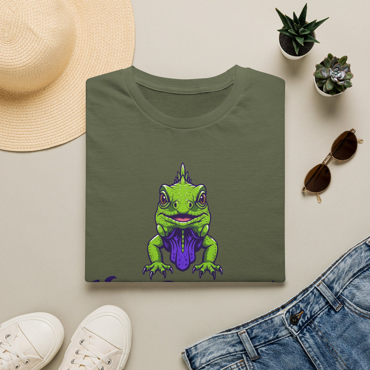 NeuroDivergent Iguana T-Shirt — Green Lizard Graphic Tee