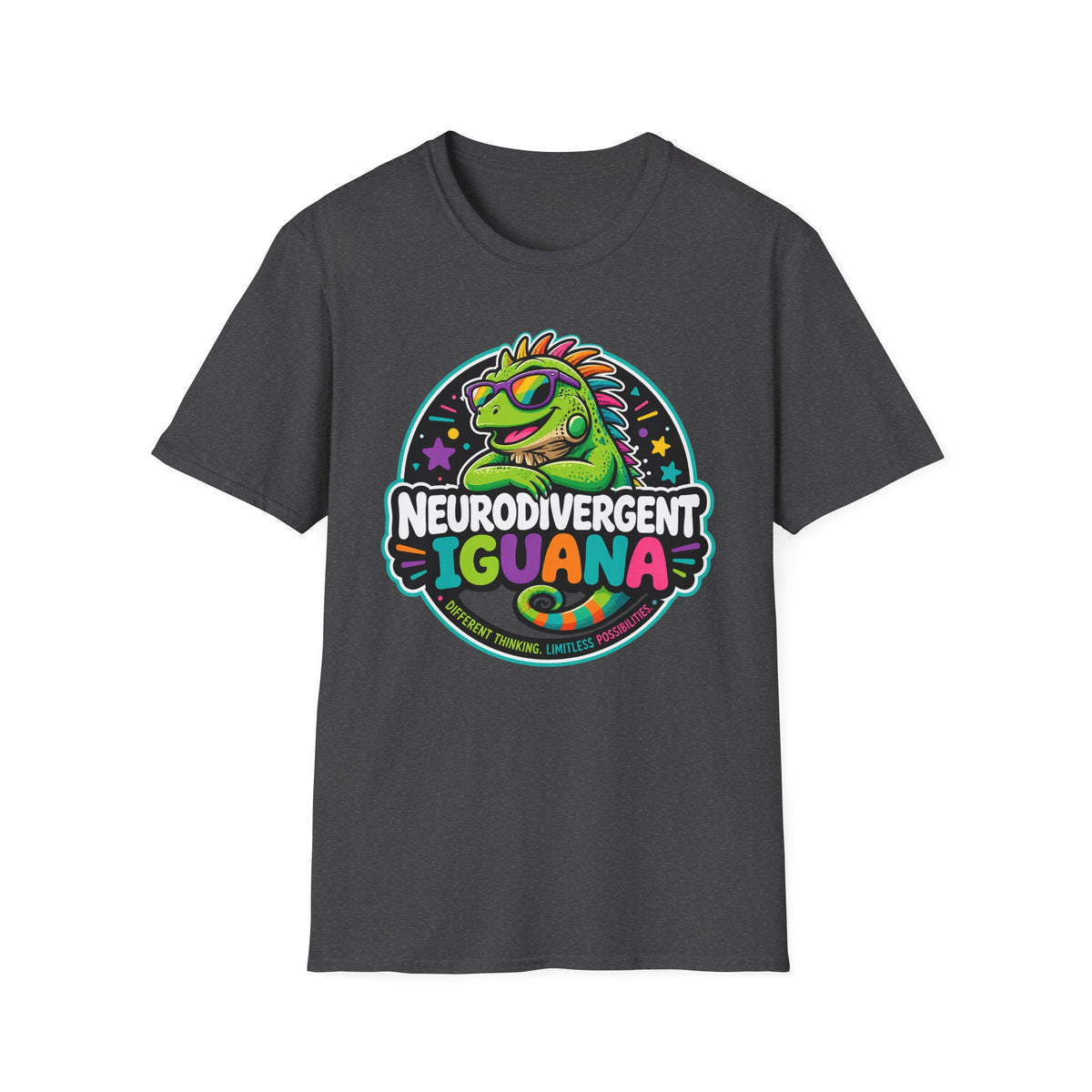 Neurodivergent Iguana T-Shirt — Colorful Pride Graphic Tee