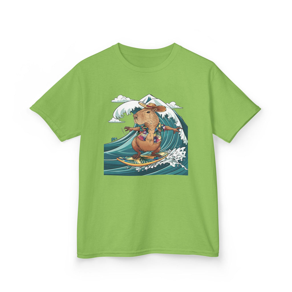 Kids Surfing Bear Graphic Tee — Cute Adventure Whale-Wave Design