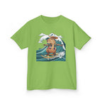 Kids Surfing Bear Graphic Tee — Cute Adventure Whale-Wave Design