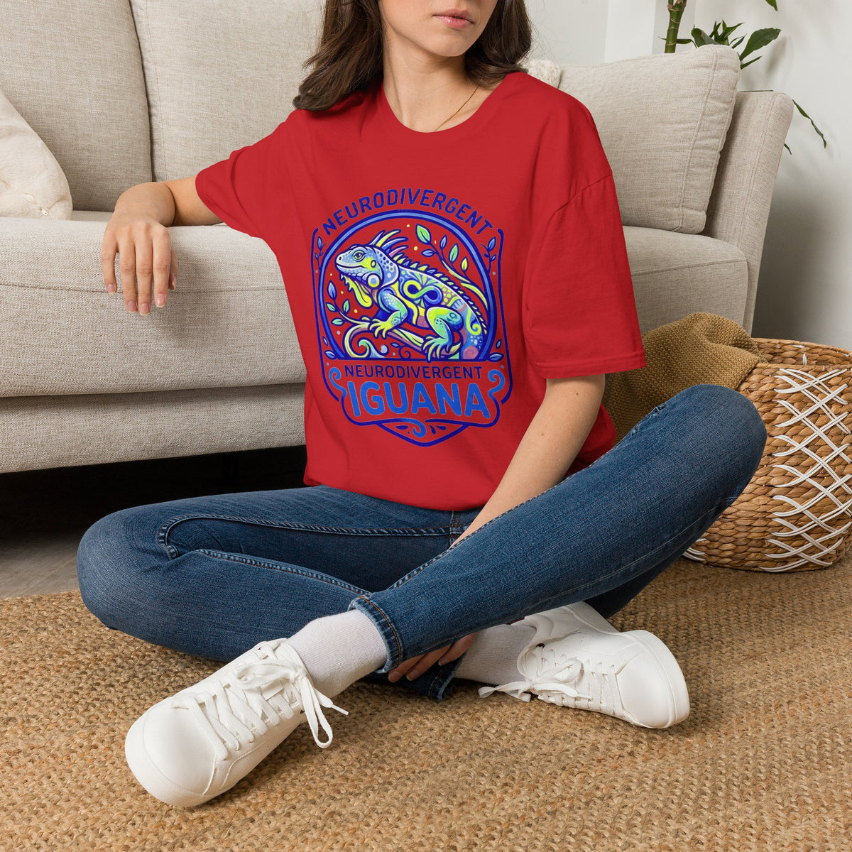 Neurodivergent Iguana T-Shirt — Colorful Pride Design for Neurodiversity Awareness