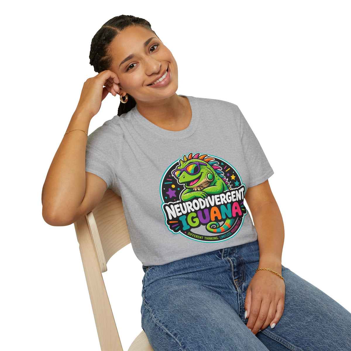 Neurodivergent Iguana T-Shirt — Colorful Pride Graphic Tee