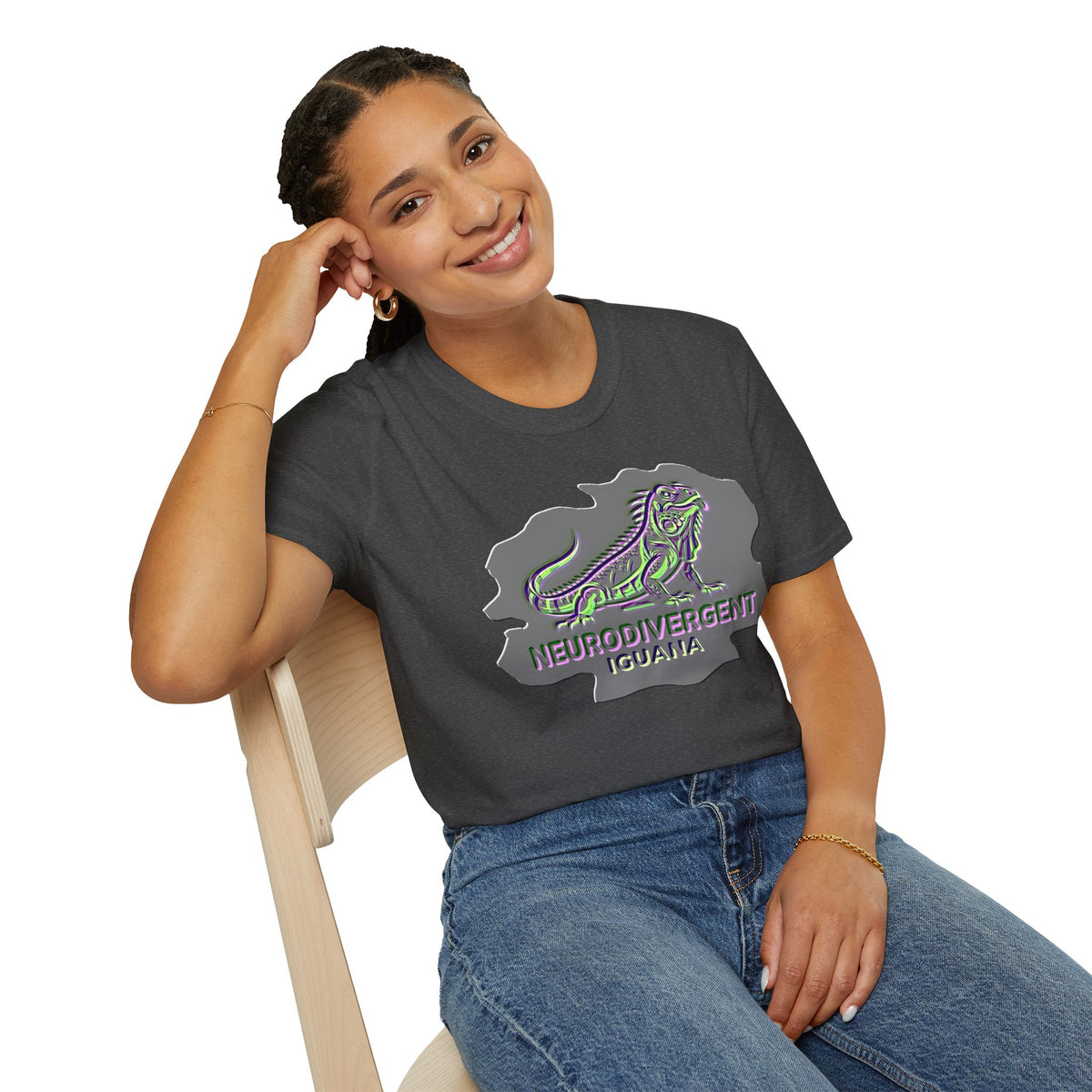 Neurodivergent Iguana T-Shirt — Colorful Pride lizard design