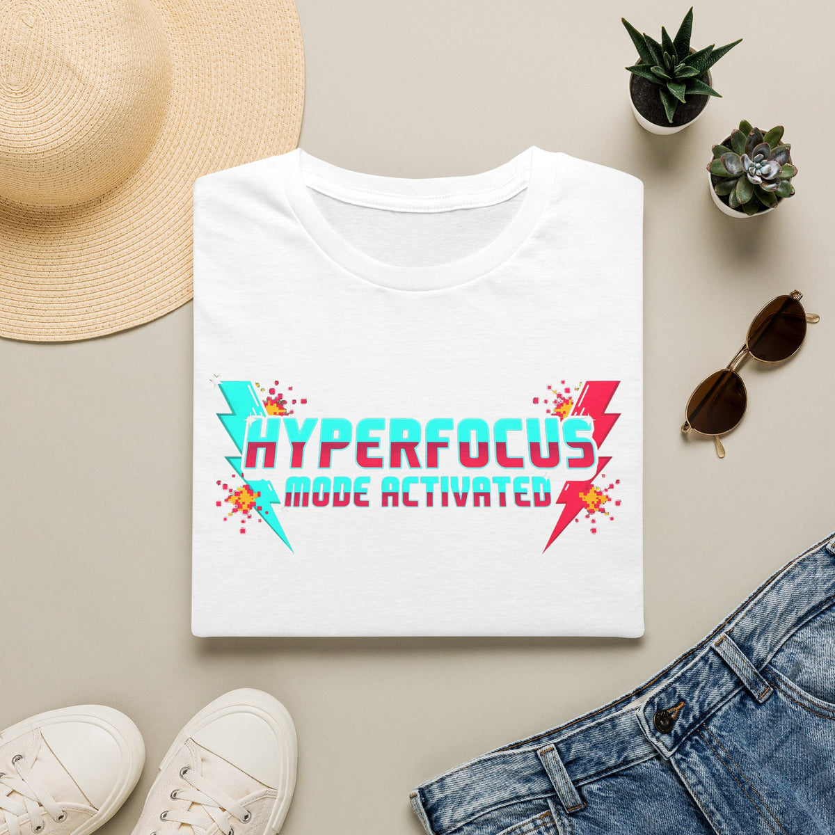Hyperfocus Mode Activated T-Shirt — Retro Lightning Gamer Focus Tee