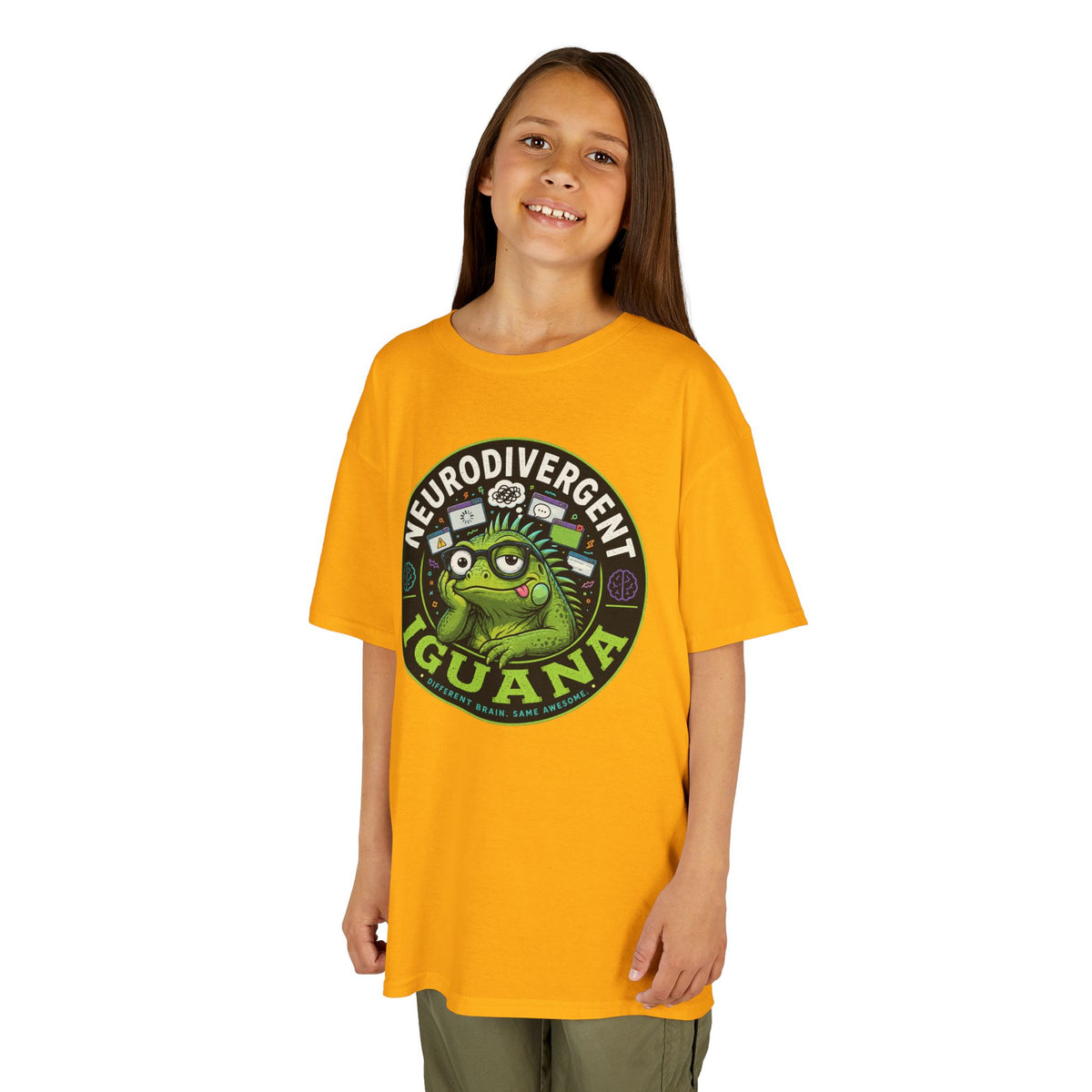 Kids T‑Shirt — "Neurodivergent Iguana" Graphic Tee