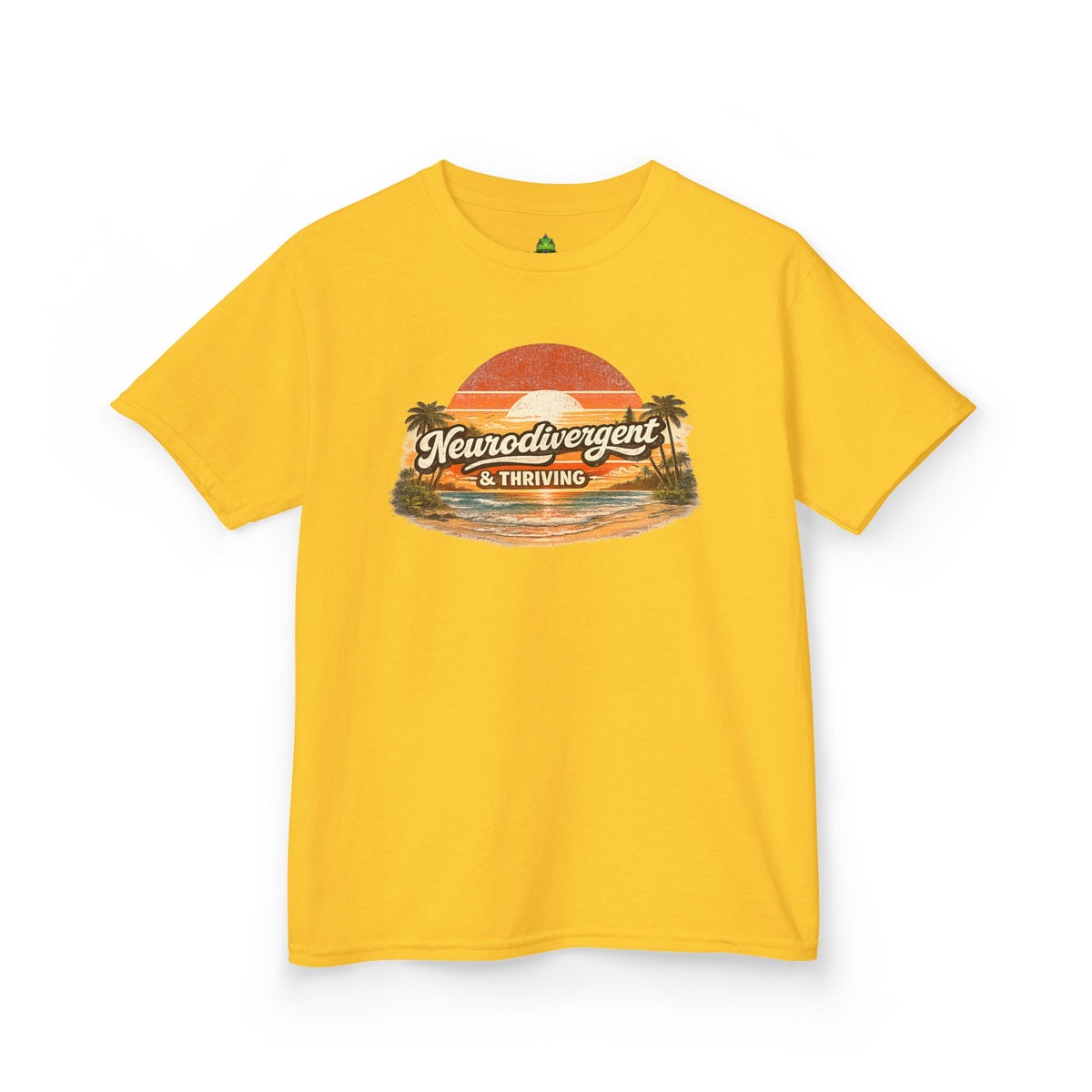 Kids T-Shirt — "Neurodivergent & Thriving" Retro Sunset Tee