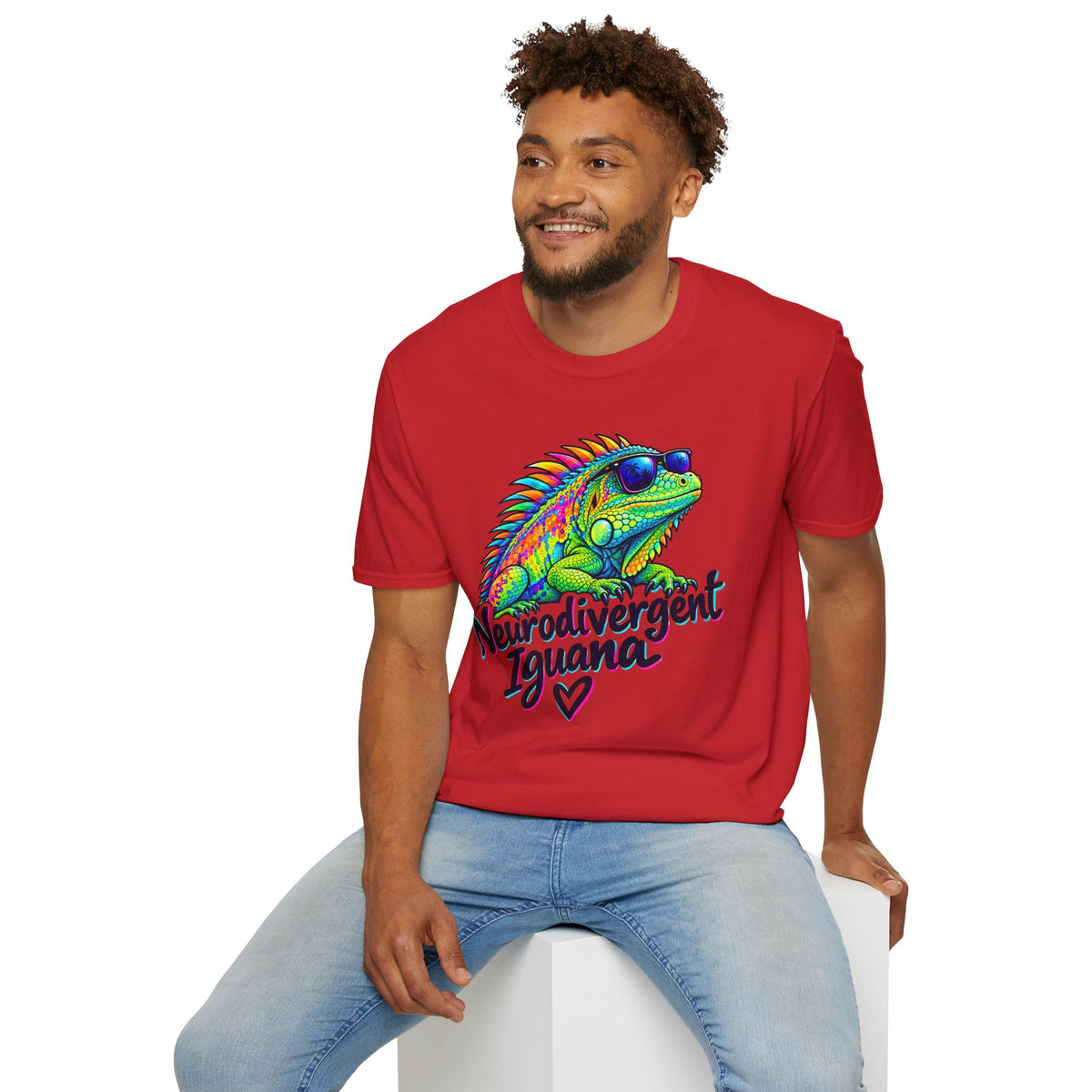 Neurodivergent Iguana T-Shirt – Colorful Pride Lizard Tee for Neurodiversity Awareness