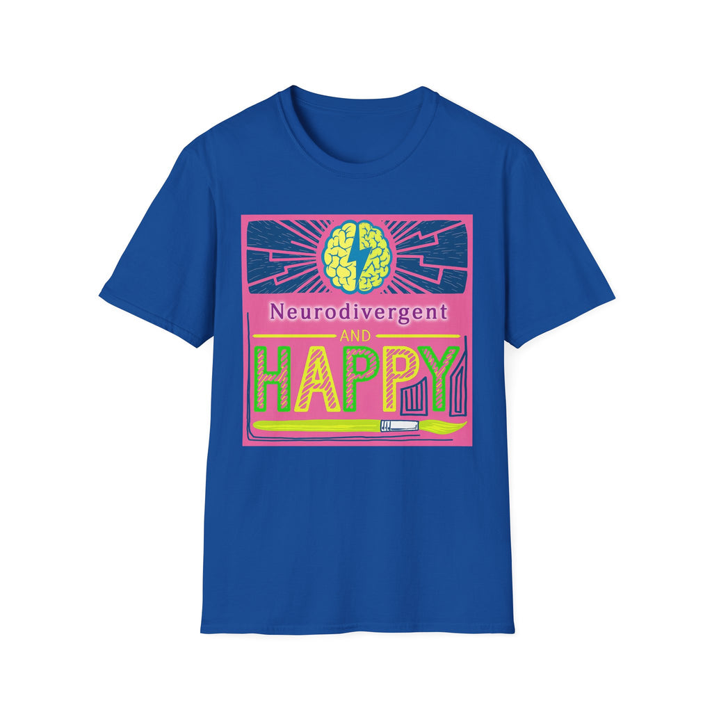 Neurodivergent and Happy T-Shirt — Bright Retro Pride Tee for Neurodiversity Awareness