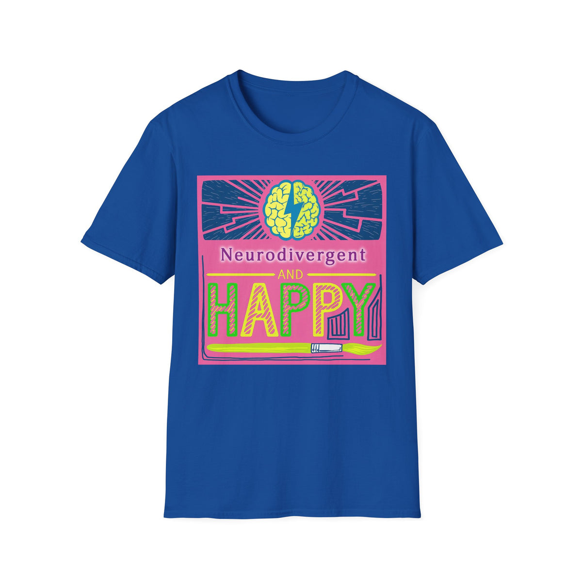 Neurodivergent and Happy T-Shirt — Bright Retro Pride Tee for Neurodiversity Awareness