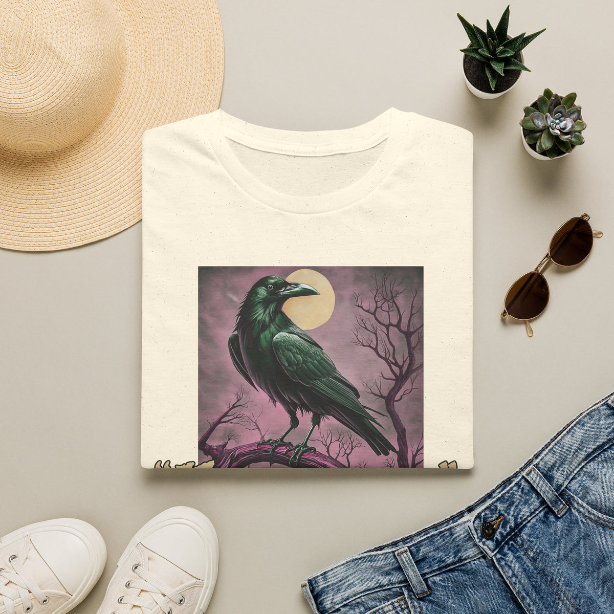 Raven 'Nevermore' T-Shirt — Gothic Moonlit Crow Tee