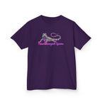 Kids Tee — Neon Green & Purple Iguana Graphic “Fluorescent Iguana”