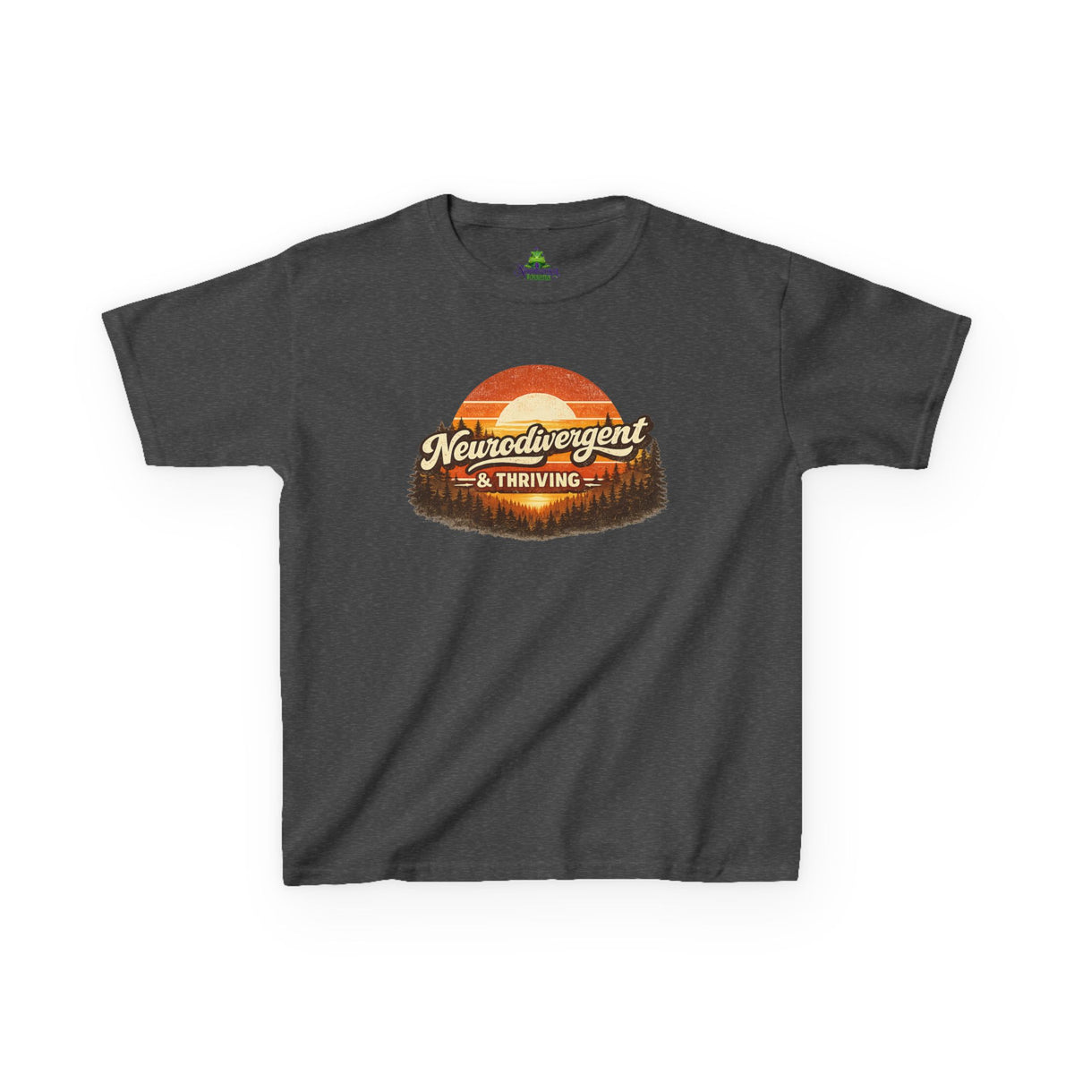Kids T-Shirt — "Neurodivergent & Thriving" Retro Sunset Design