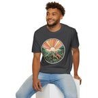 Sunrise Jungle T-Shirt — Retro Tropical Sunset Graphic Tee
