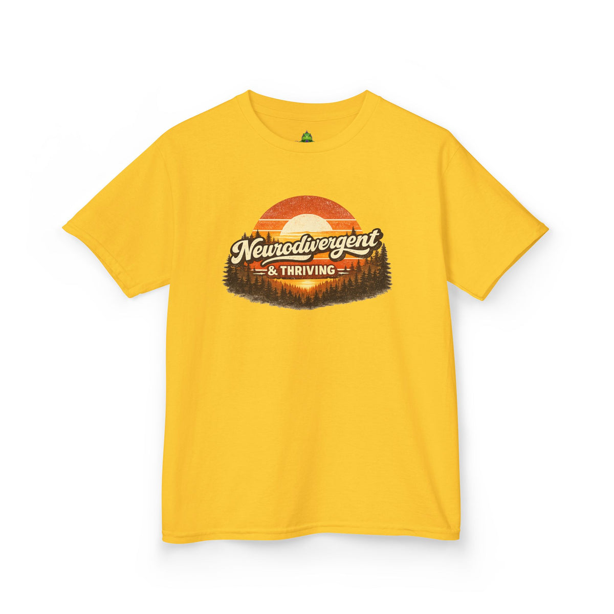 Kids T-Shirt — "Neurodivergent & Thriving" Retro Sunset Design