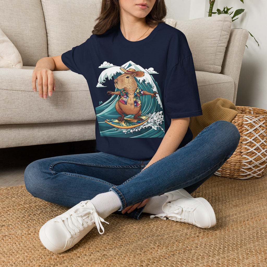 Capybara Surfing T-Shirt — Tropical Hawaiian Capybara Graphic Tee