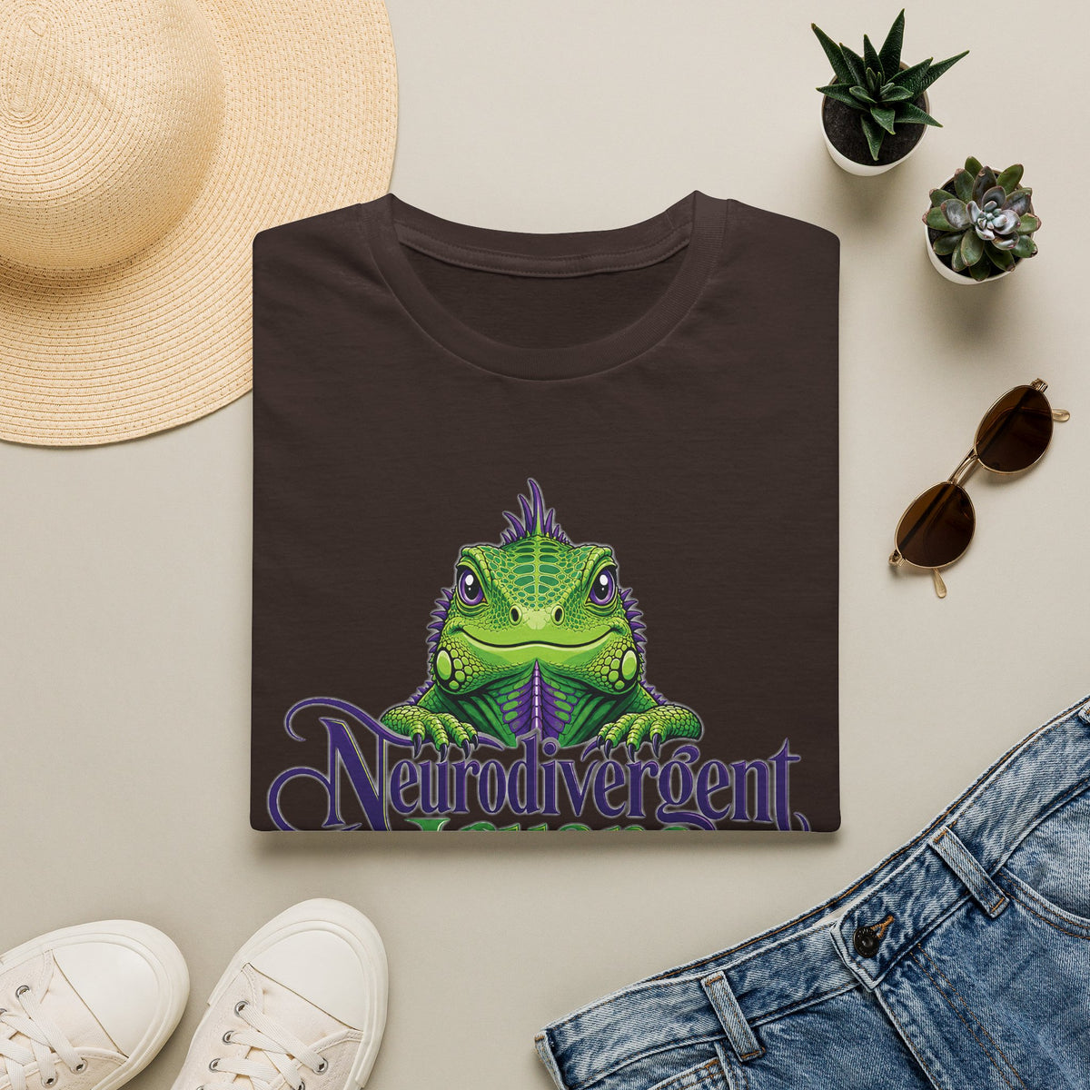 Neurodivergent Iguana T-Shirt — Cute Green Lizard Pride Tee