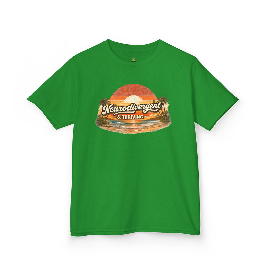 Kids T-Shirt — "Neurodivergent & Thriving" Retro Sunset Tee