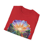Sunrise Iguanas T-Shirt — Colorful Mountain Sunrise with Forest Trail