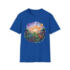 Sunrise Iguanas T-Shirt — Colorful Mountain Sunrise with Forest Trail