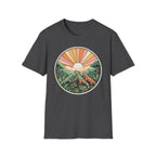 Sunrise Jungle T-Shirt — Retro Tropical Sunset Graphic Tee