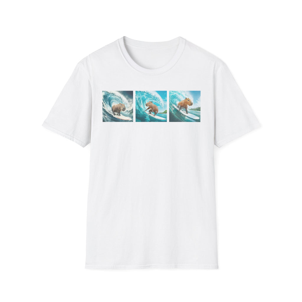 Surfing Bear T-Shirt — Vintage Triptych Wave Art Tee