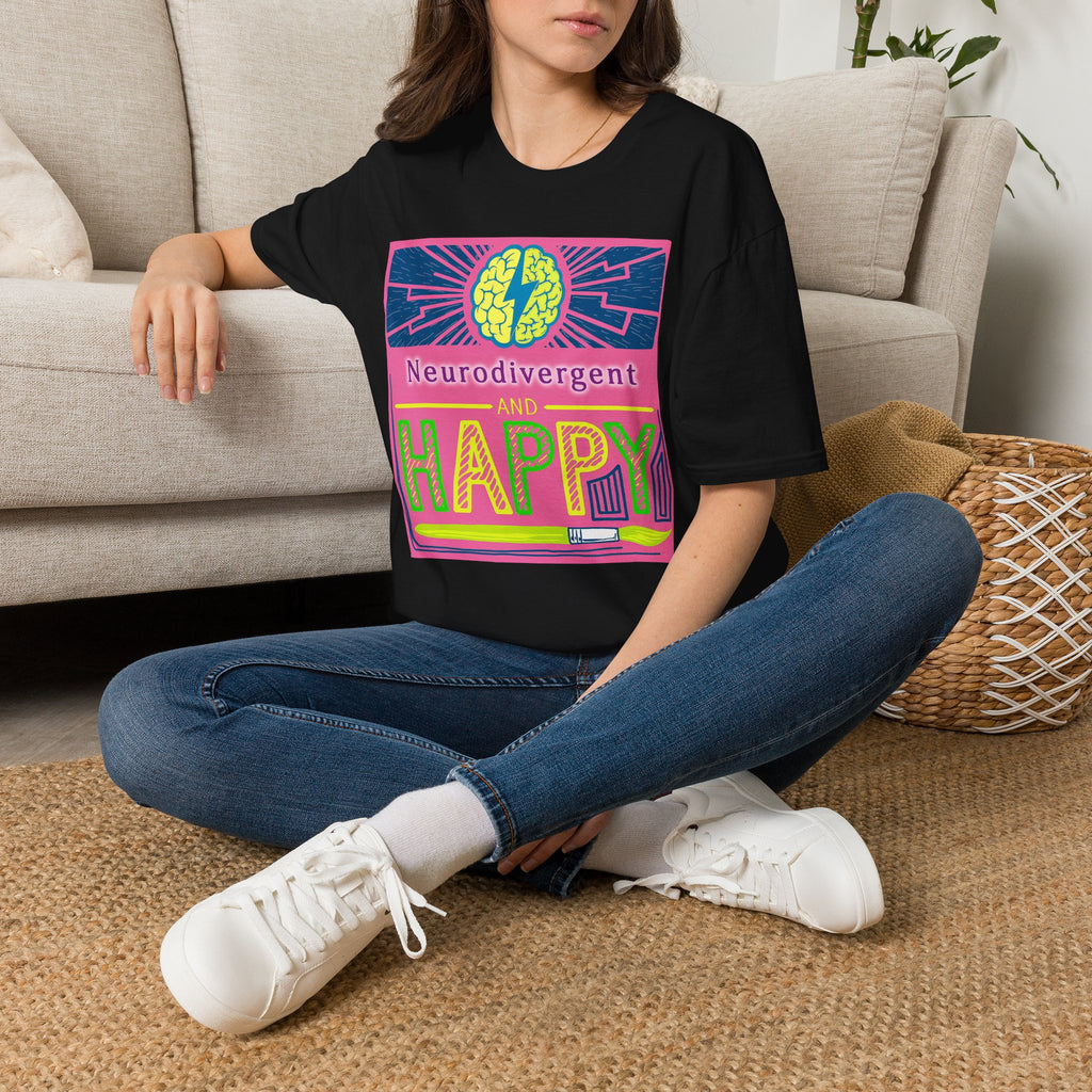 Neurodivergent and Happy T-Shirt — Bright Retro Pride Tee for Neurodiversity Awareness