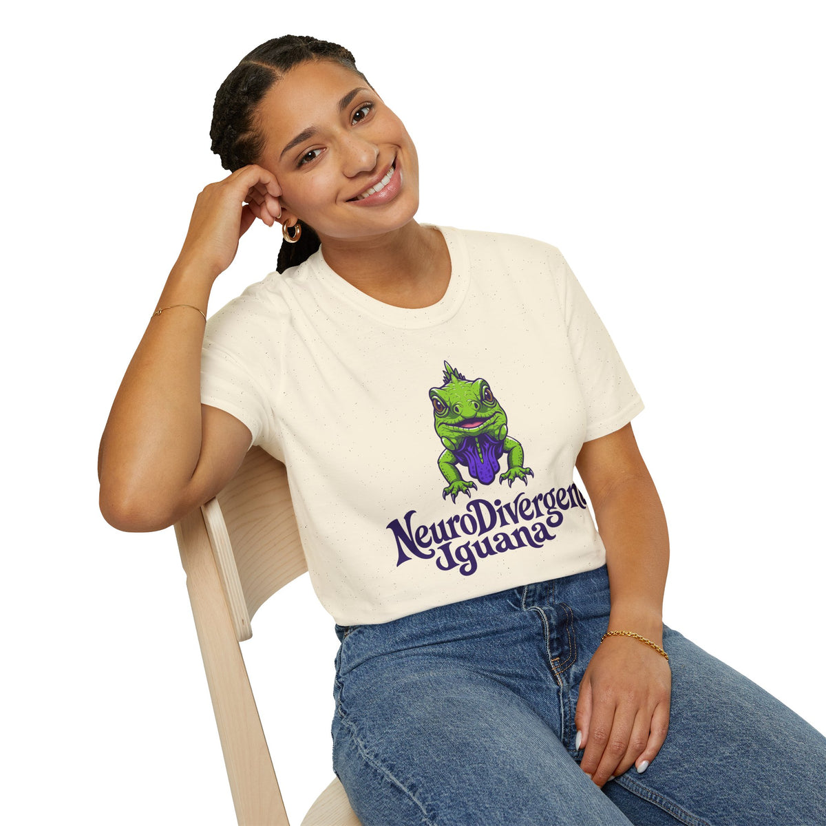 NeuroDivergent Iguana T-Shirt — Green Lizard Graphic Tee