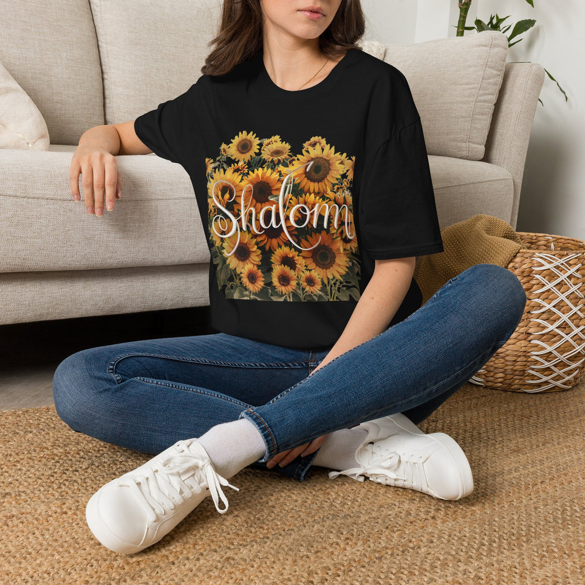 Shalom Sunflowers T-Shirt — Floral Peace Tee