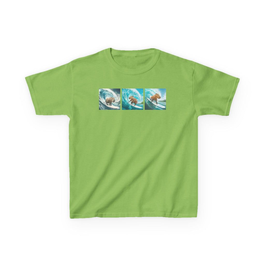 Kids Surfing Waves Tee — Triple Wave Surfboard Graphic Kids T‑Shirt