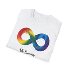 Autism Awareness Infinity T-Shirt — "We Survive, We Thrive, We Never Say Die!"