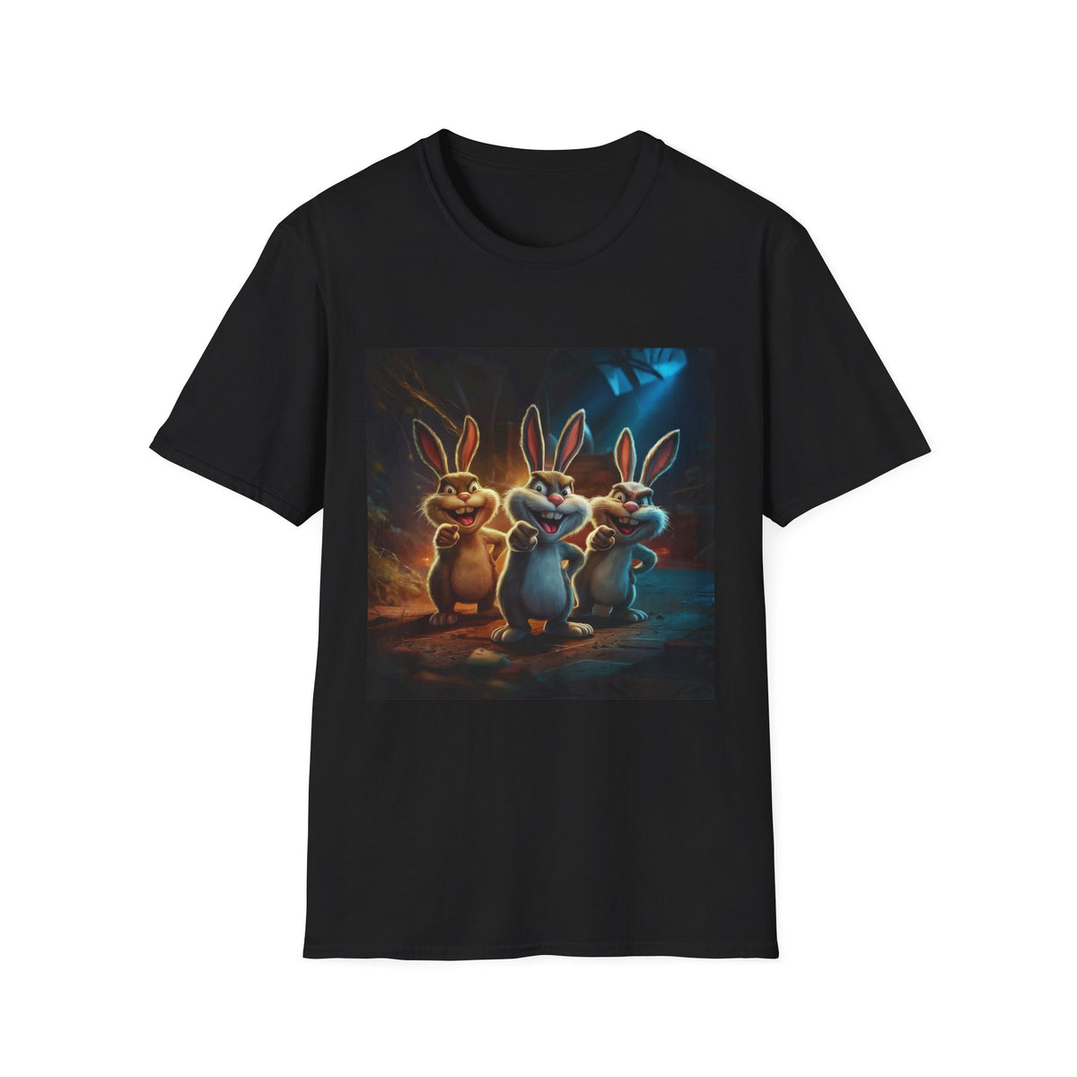 Cute Trio Bunny Graphic T-Shirt — Funny Easter Rabbit Cartoon Tee