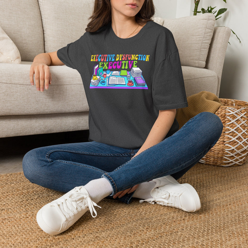 Executive Dysfunction T-Shirt — Colorful Desk Illustration